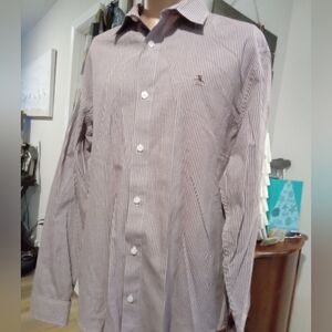 Original Penquin Men Size L Classic Garnet&White Check Button Down Dress Shirt